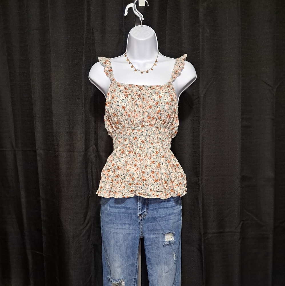 Floral Ruffle Smocked Top